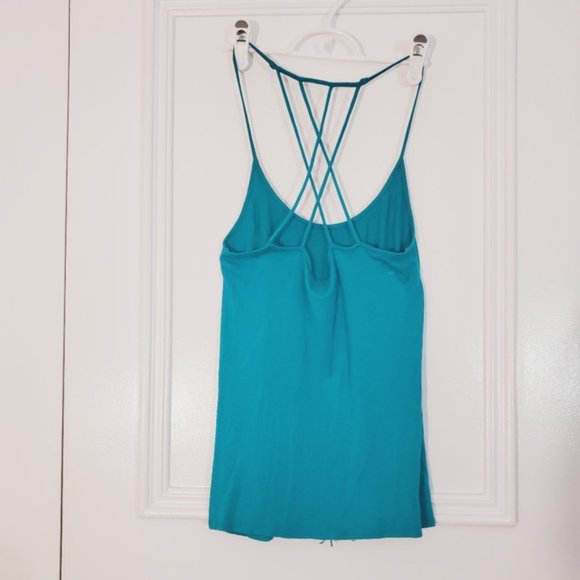 Vintage Flapper strappy flowy teal top- Small - Picture 3 of 7